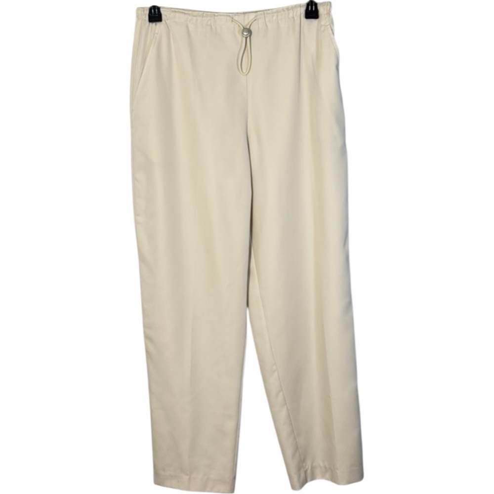 Liz Claiborne Pants Cream Straight Leg Drawstring in Size 12  NWT‎